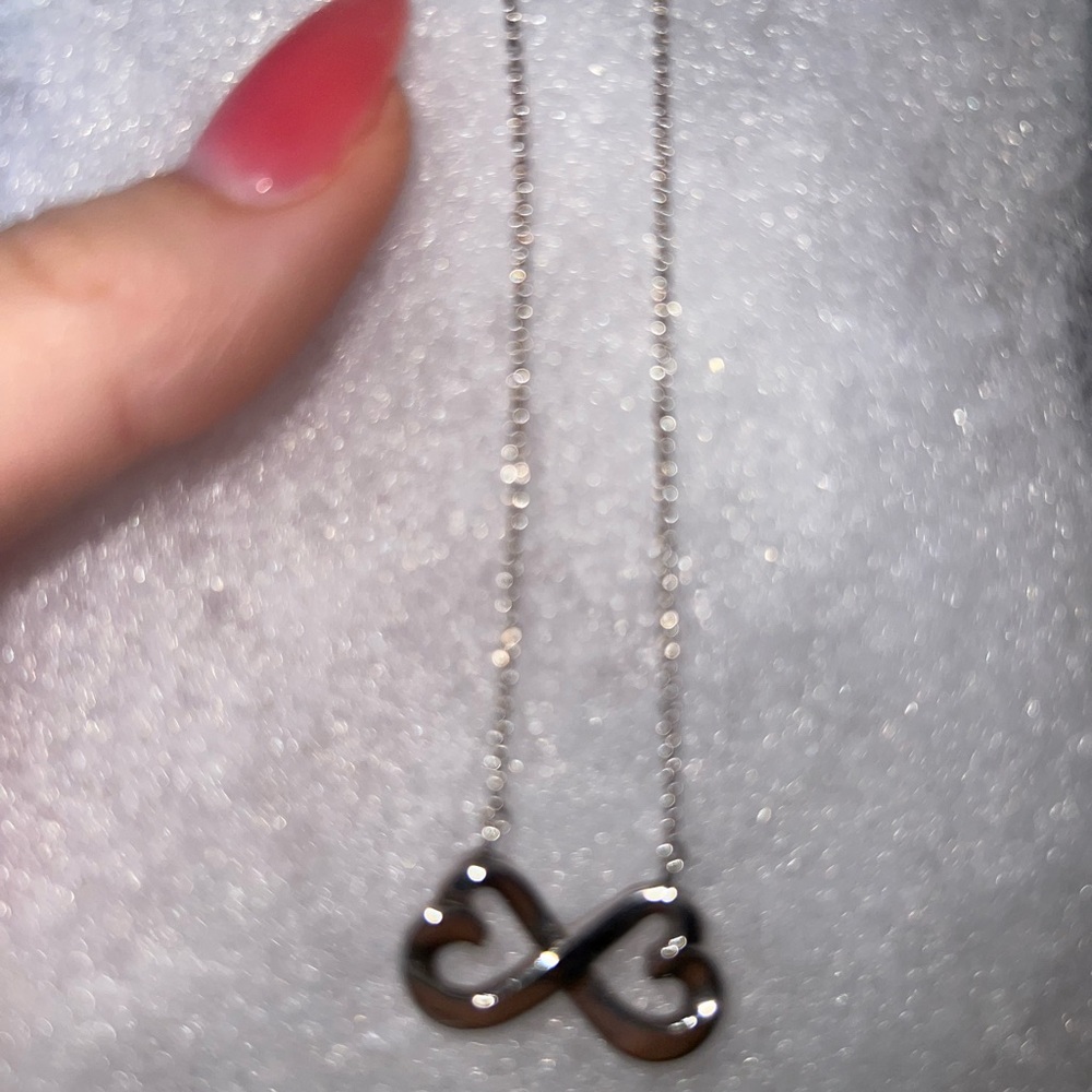 Tiffany & Co Double Loving Heart Pendant Necklace Sterling Silver